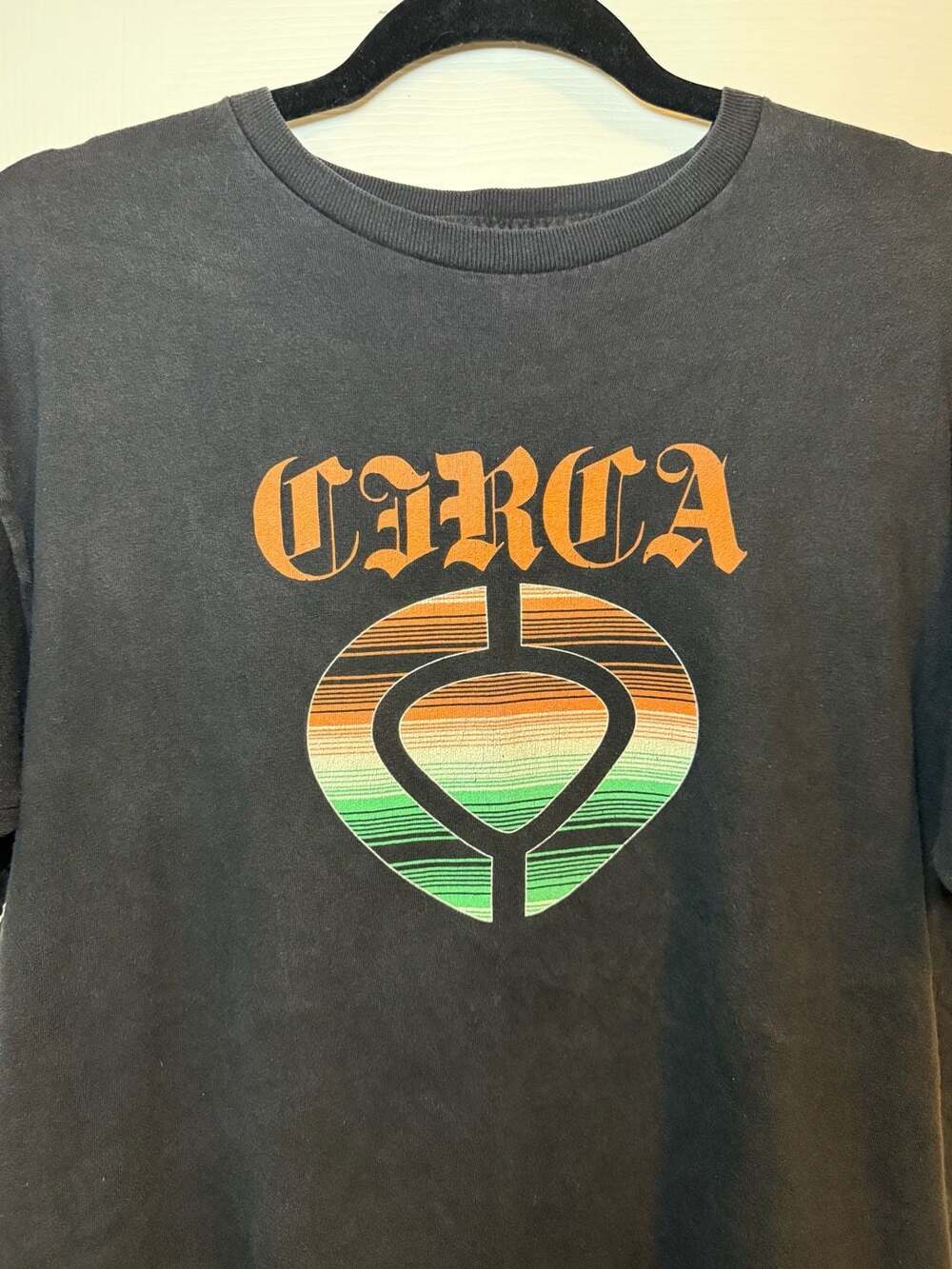 Vintage Circa Skateboarding Black T-Shirt with Retro Eye Logo Graphic Size M
